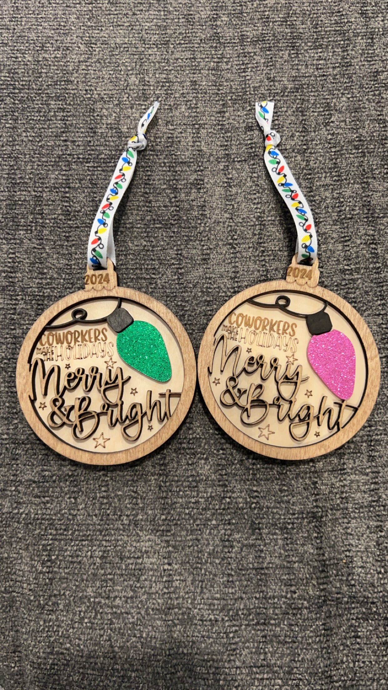 Cowoker merry & bright ornament