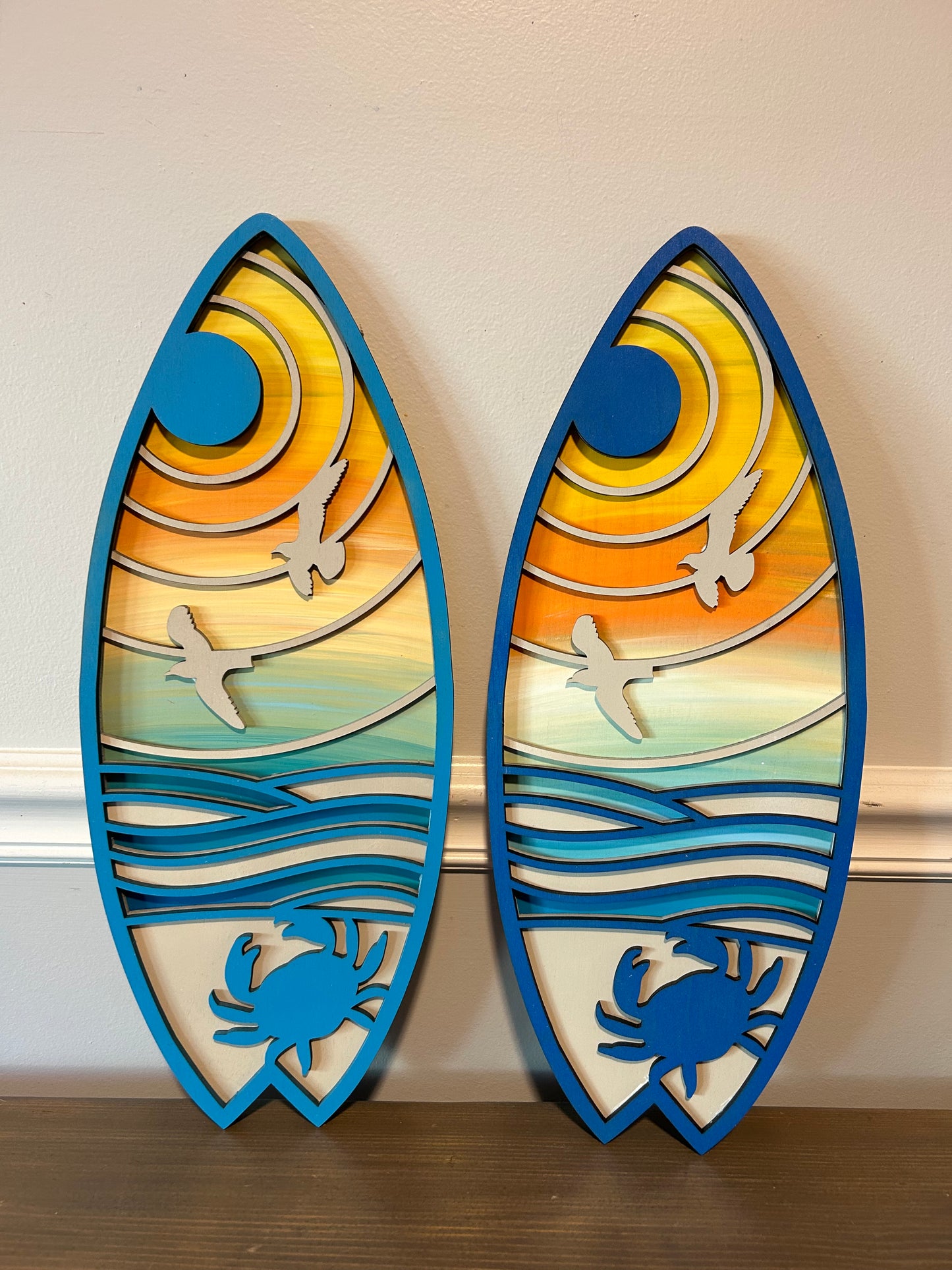 Crab sunset surfboard