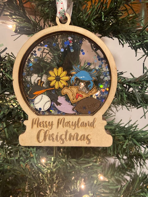 Merry Maryland Christmas Snow Globe