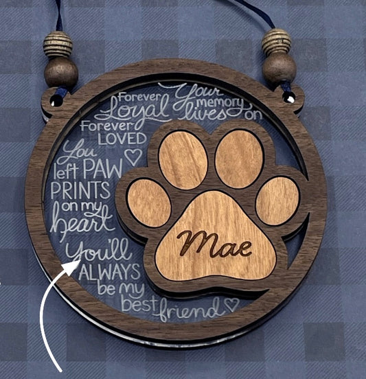 Dog paw memorial ornament