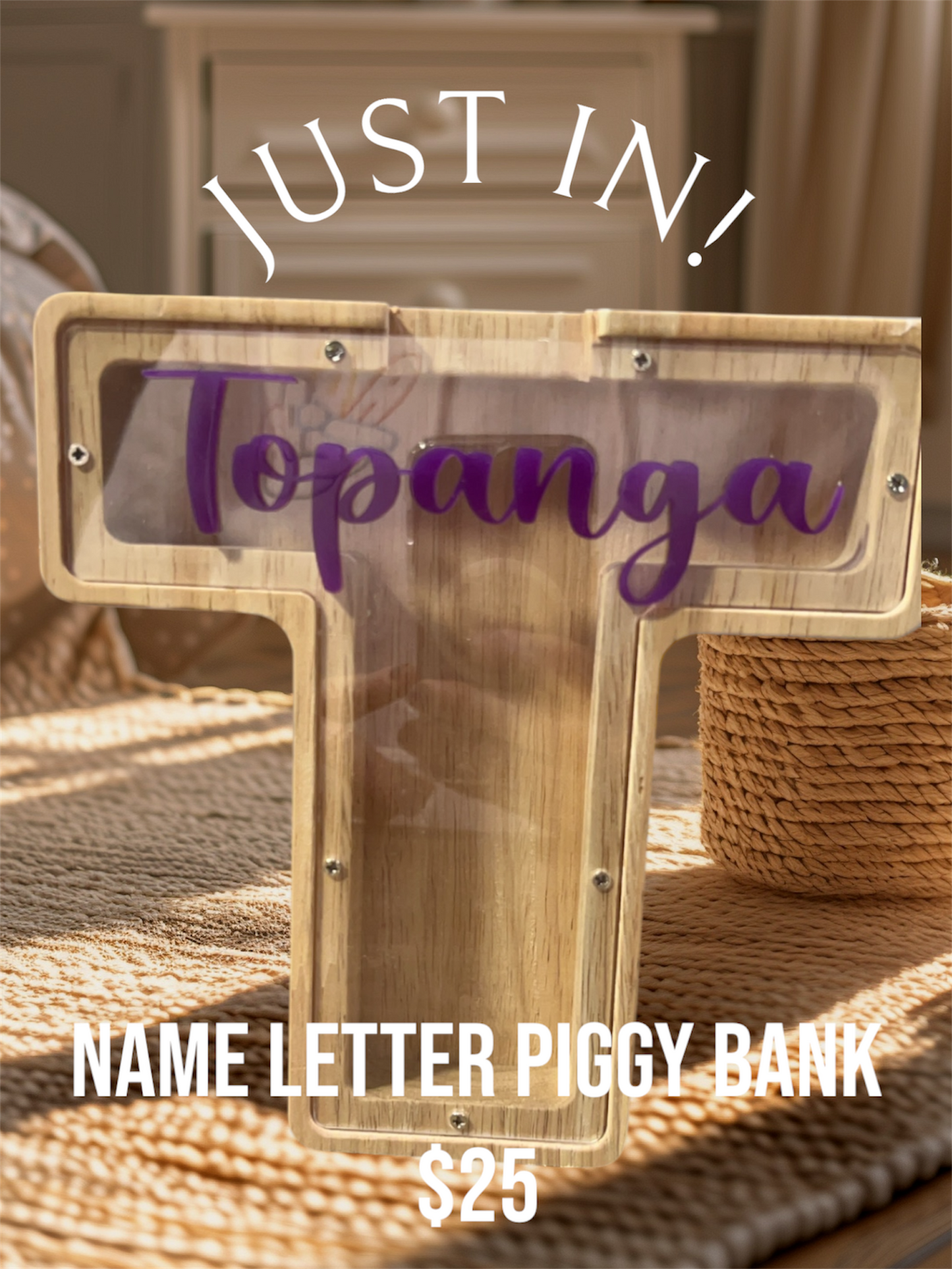 Name letter piggy banks