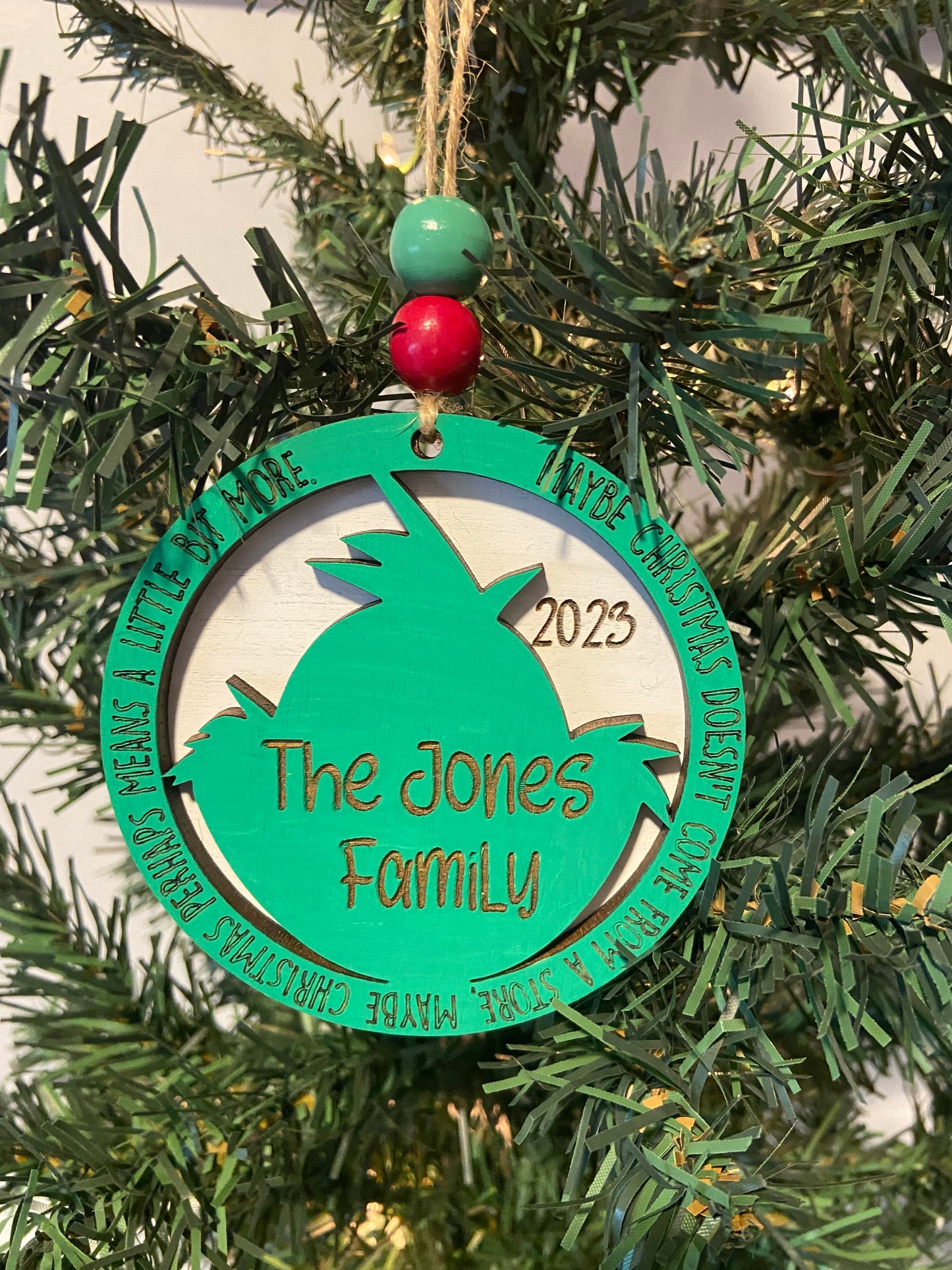 Grinch family name ornament