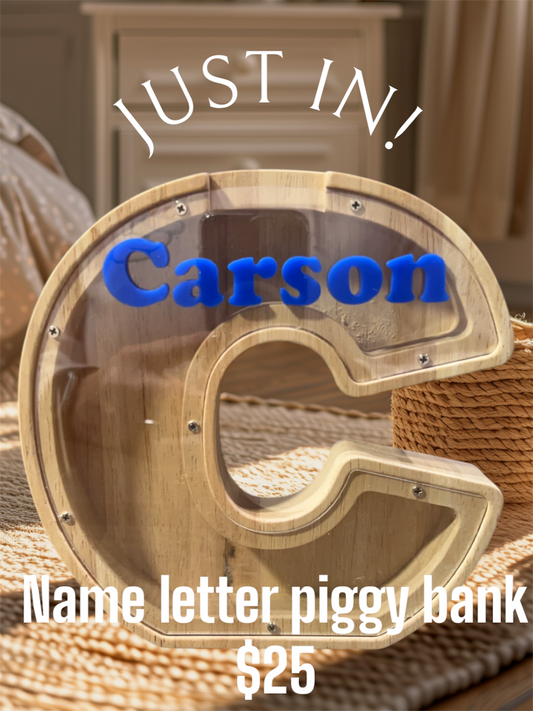 Name letter piggy banks