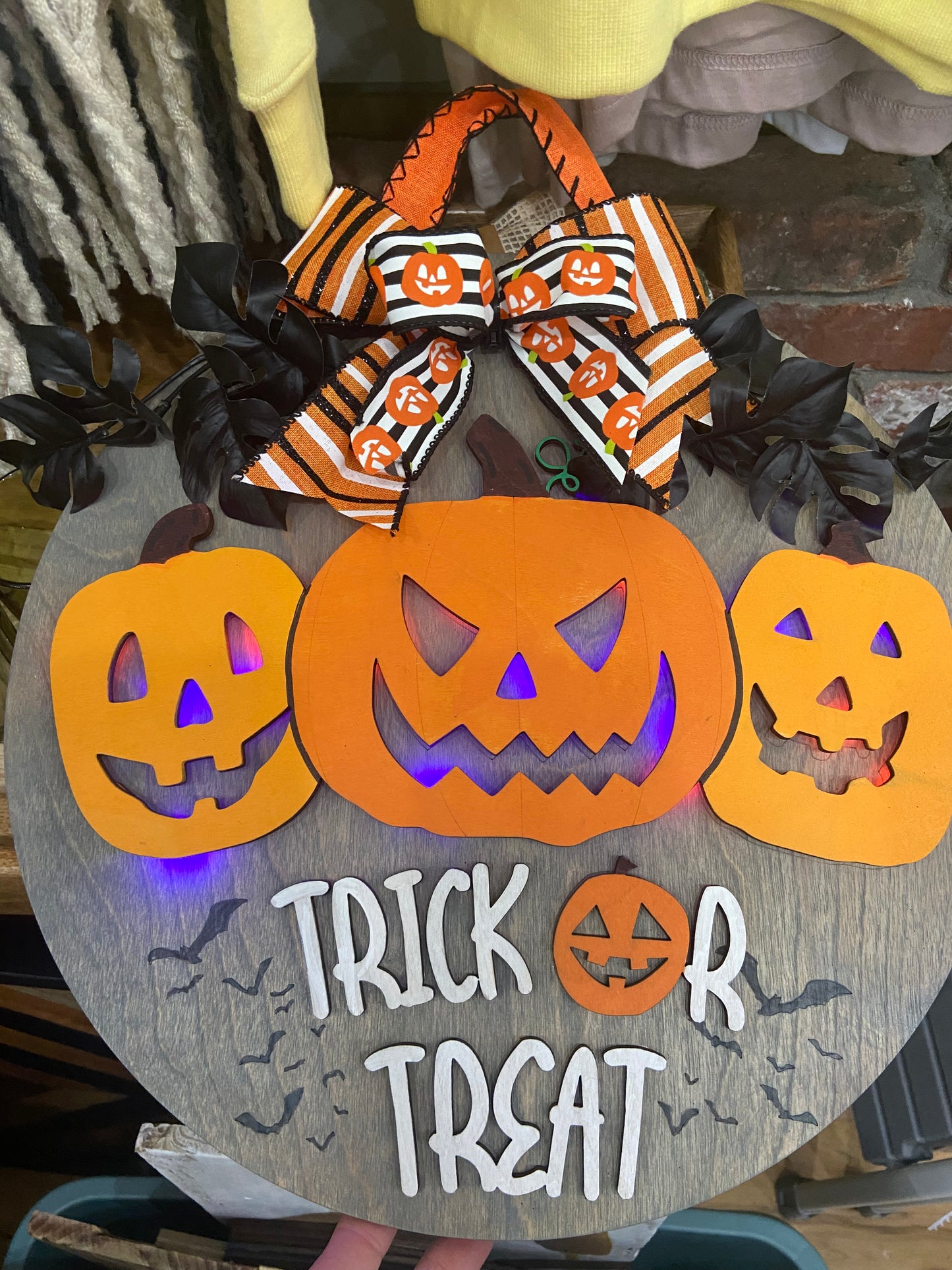 Light up Halloween door hangers