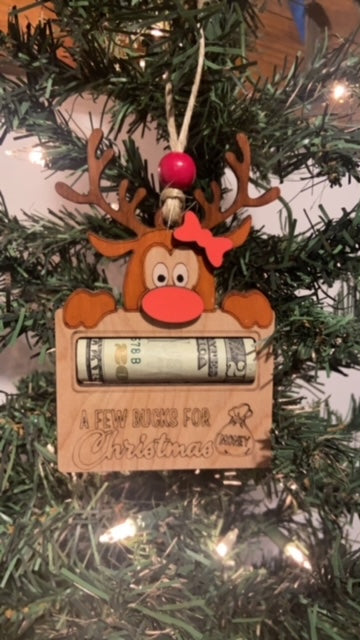 A few Bucks for Christmas money holder Ornament Girl