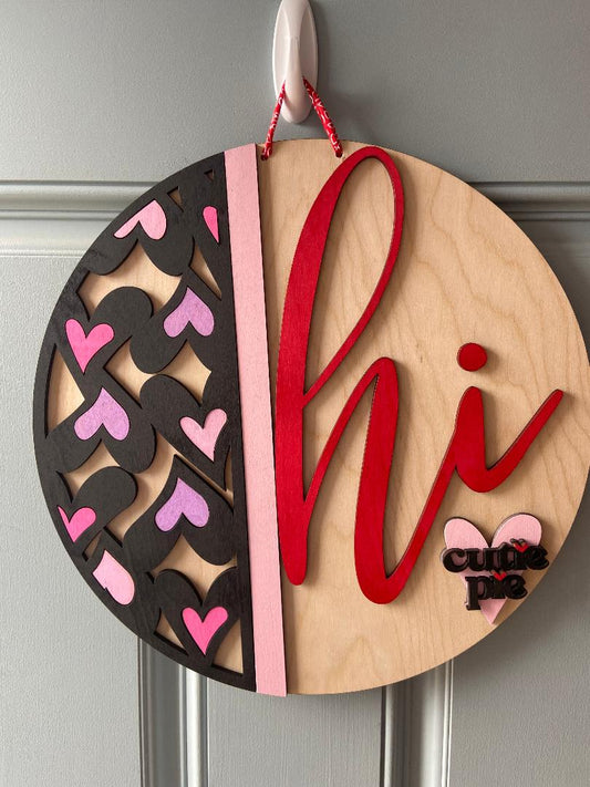 Hi Cutie Pie valentine's day door hanger!