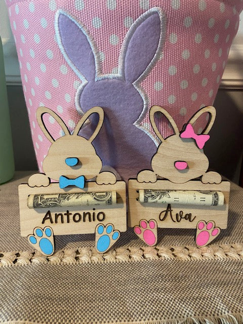 personalized bunny money holder