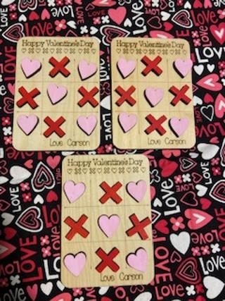 Valentine's Day personalized tic tac toe cards